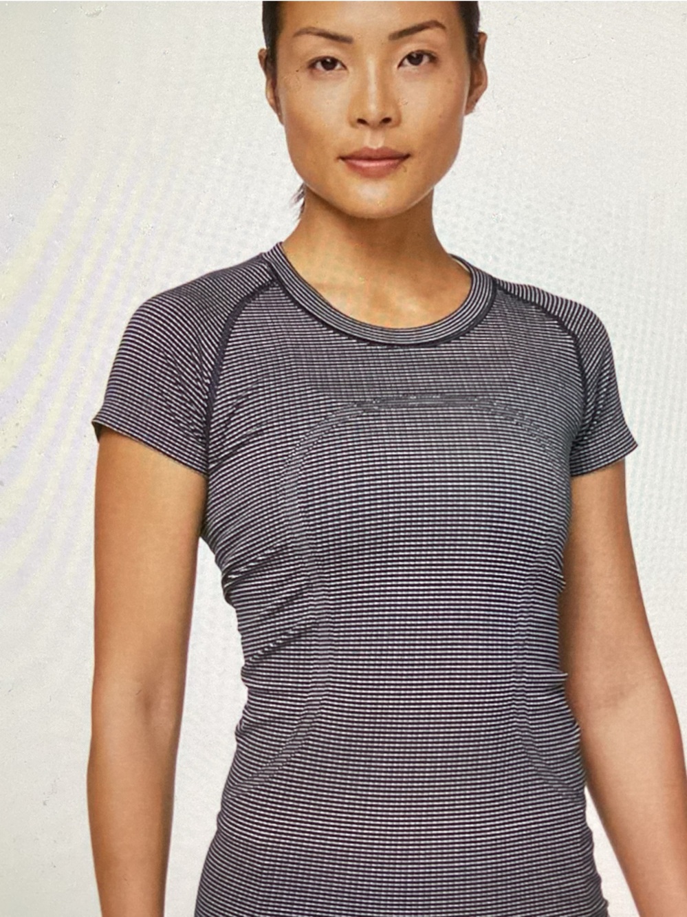 Lululemon Womens Swiftly Tech Striped Short-Sleeve Tee. Navy/ White.